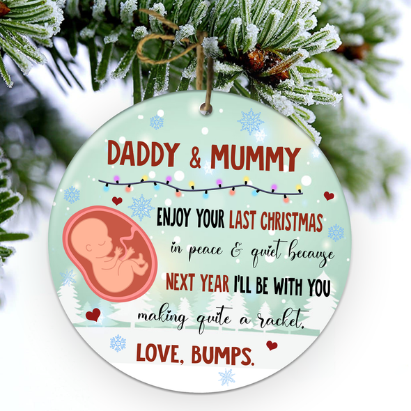 Gift For Future Mommy And Daddy Next Year I'll Be With You Making Quite A Racket  Ornament - NT - NN0911213