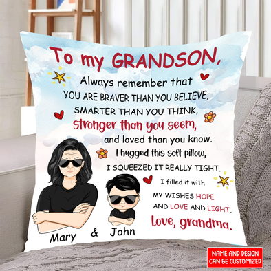 Gift For Grandson I Hugged This Soft Pillow, I Squeezed Really Tight Pillow - NT - NN1802224