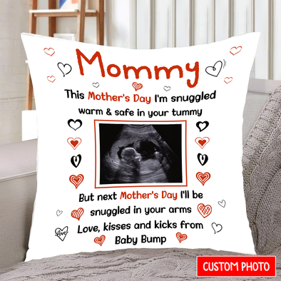 Personalized Gift For Future Mummy I'm Snuggled Warm & Safe In Your Tummy Pillow - NT - NN1002221