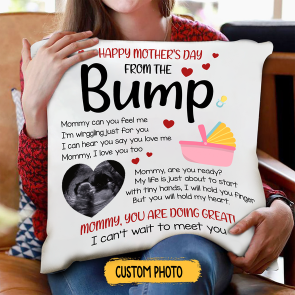 Personalized Gift For Future Mommy Love, Kisses, Hugs From Your Baby Bump Pillow - Nt - NN2503223