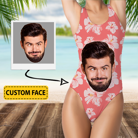 Customized Man's Face One Piece Swimsuit, Swimwear  - NT - NN2206221