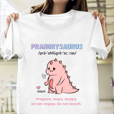 Prangrysaurus pregnat angry hungry Premium Fit Ladies Tee
