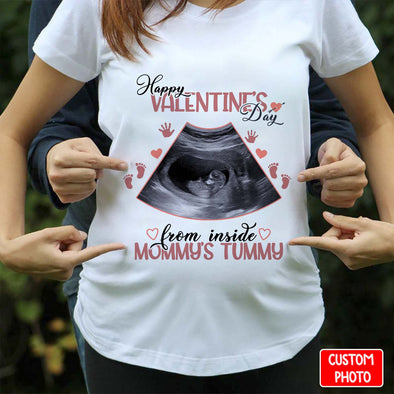 Personalized Gift For Future Mommy Happy Valentine's Day From Inside Mommy's Tummy T-shirt-NT-HB1412221