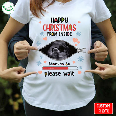 Personalized Gift For Future Mommy Happy Christmas From Inside T-Shirt - NT- HB1909222