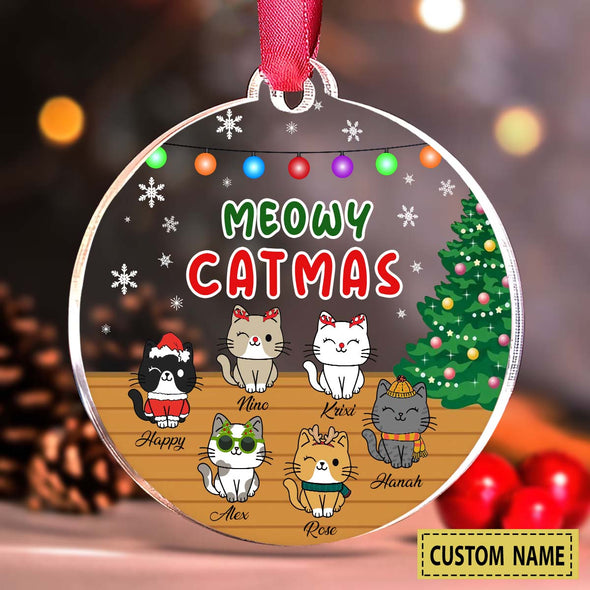 Personalized Ornament Gift For Cat Lovers - Custom Ornaments Gift For Cat Mom - Meowy Catmas Christmas Ornament LHT-LTT251122