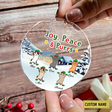 Personalized Gift For Pet Lovers,  Joy Peace & Purrs - Personalized Custom Ornament LHT-LTT231122