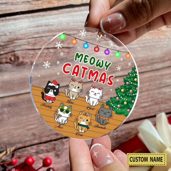 Personalized Gift For Cat Lovers,  Meowy Catmas Ver01 Ornament LHT-LTT231122
