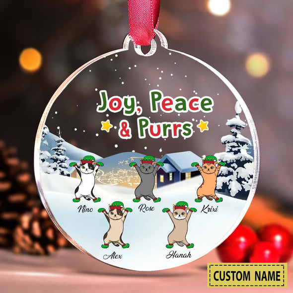 Personalized Gift For Pet Lovers,  Joy Peace & Purrs - Personalized Custom Ornament LHT-LTT231122