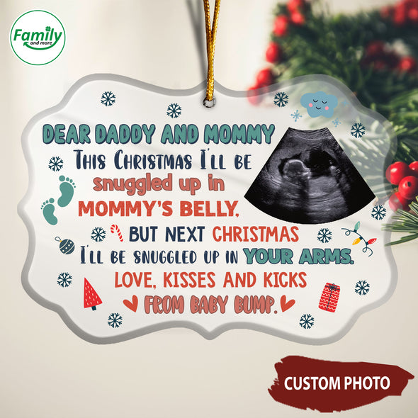 Personalized Gift For Future Daddy & Mommy This Christmas I'll Be Snuggled Up In Mommy's Belly Ornament - NT-HB2709221