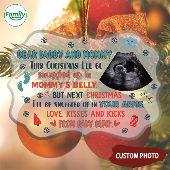 Personalized Gift For Future Daddy & Mommy This Christmas I'll Be Snuggled Up In Mommy's Belly Ornament - NT-HB2709221