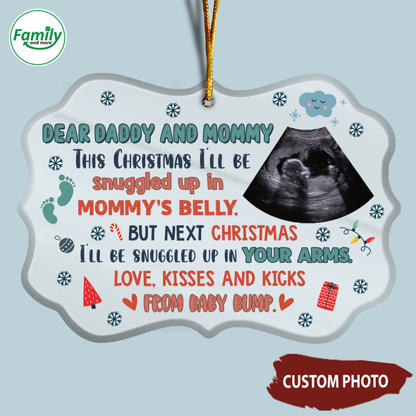 Personalized Gift For Future Daddy & Mommy This Christmas I'll Be Snuggled Up In Mommy's Belly Ornament - NT-HB2709221