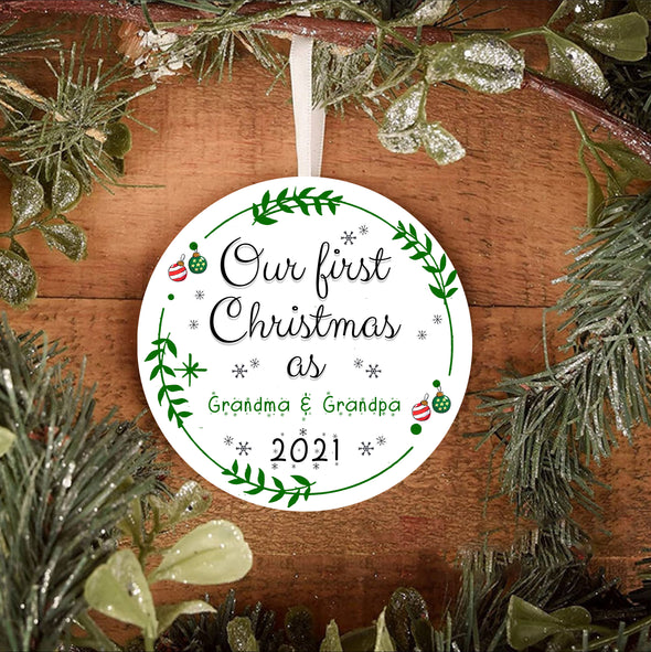 Gift For Grandma Our First Christmas Ceramic Ornament - pp