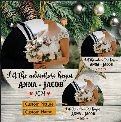 Personalized Gift For Couple Let The Adventure Begin Ornament - pp