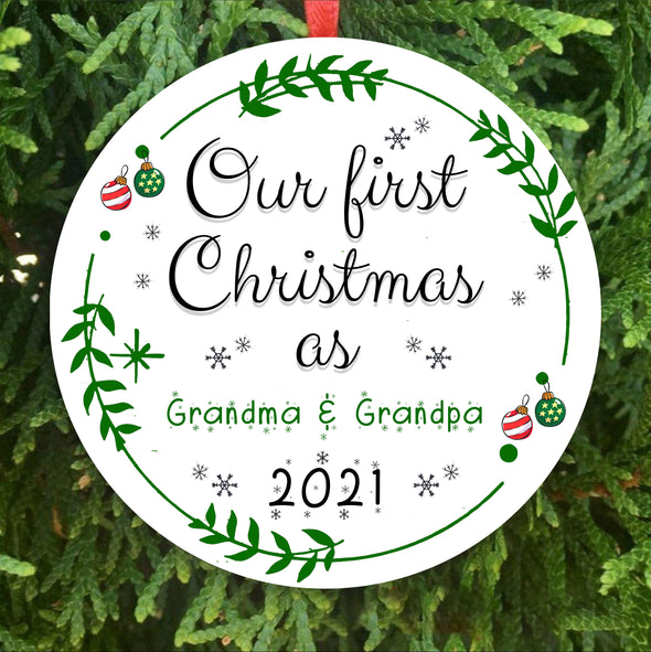 Gift For Grandma Our First Christmas Ceramic Ornament - pp