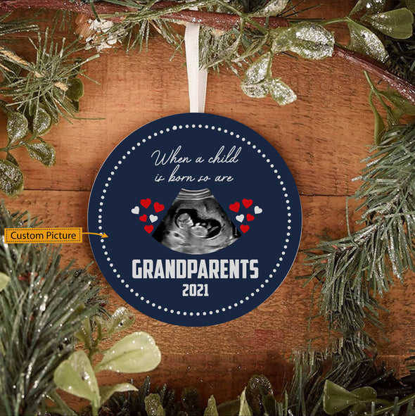 Personalized Gift For Grandparents When A Child Is Born So Are Ornament - pp