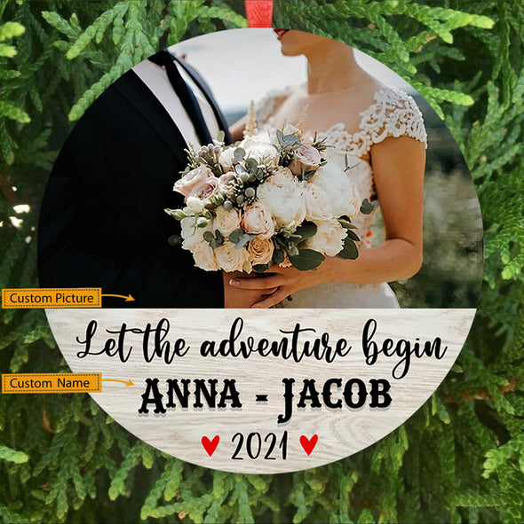 Personalized Gift For Couple Let The Adventure Begin Ornament - pp