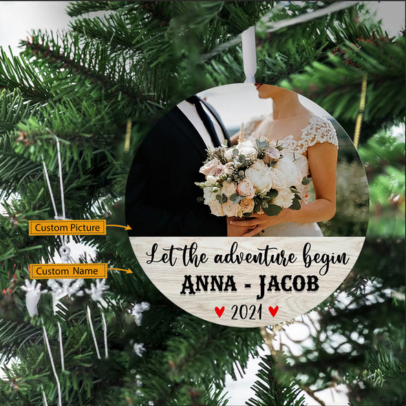 Personalized Gift For Couple Let The Adventure Begin Ornament - pp