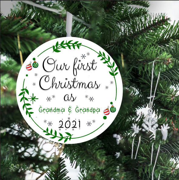 Gift For Grandma Our First Christmas Ceramic Ornament - pp