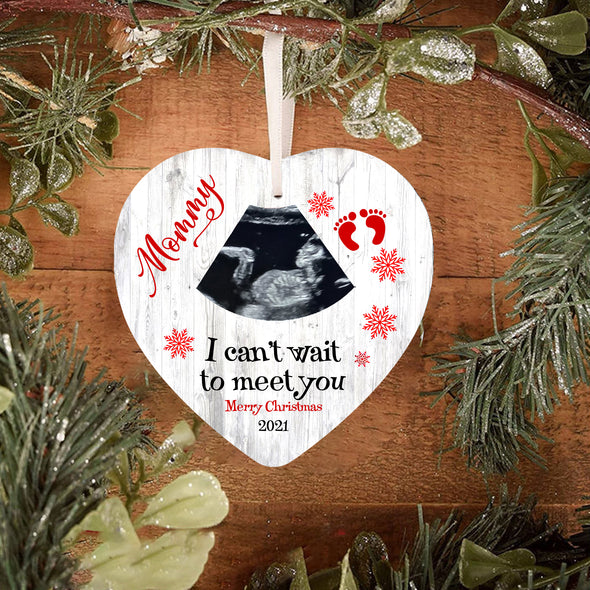 Personalized Gift For Furture Mommy Merry Christmas Can't Wait To Meet You Ornament - pp - tt