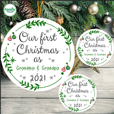 Gift For Grandma Our First Christmas Ceramic Ornament - pp