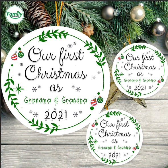Gift For Grandma Our First Christmas Ceramic Ornament - pp