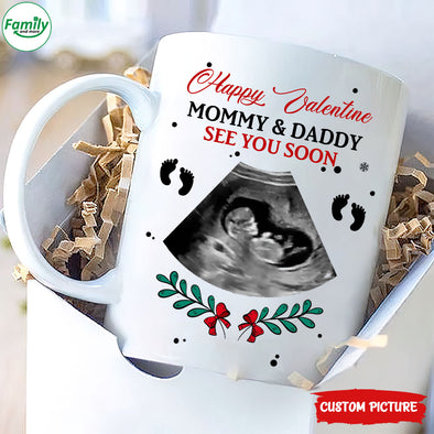 Personalized Gift For Future Daddy And Mommy Happy Valentine See You Soon Mugs - PP - LT0401211