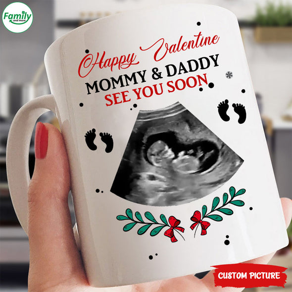 Personalized Gift For Future Daddy And Mommy Happy Valentine See You Soon Mugs - PP - LT0401211