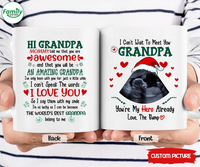 Personalized Gift For Future Granpa Can't Wait To Meet You You're My Hero Already  Mugs - PP - LT1711211
