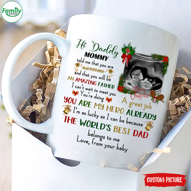 Personalized Gift For Future Daddy I'm As Lucky As I Can Be Beacuse The World's Best Dad Belongs To Me Mugs - PP - LT2211212