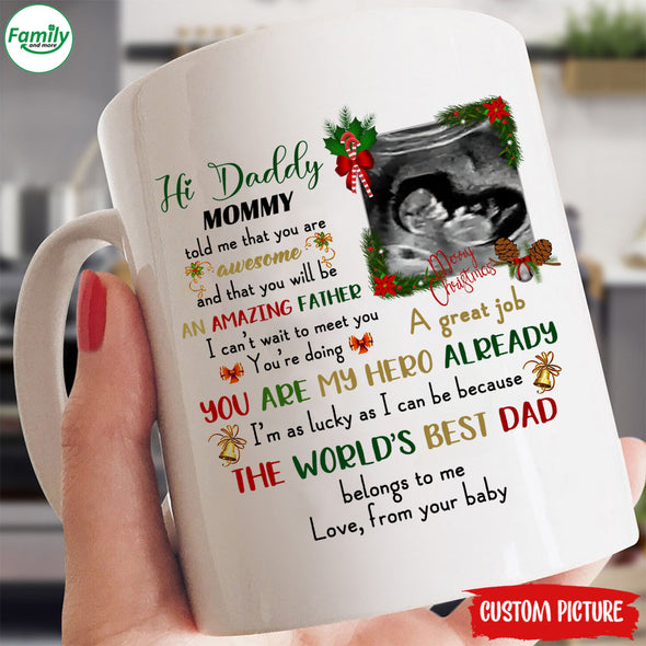 Personalized Gift For Future Daddy I'm As Lucky As I Can Be Beacuse The World's Best Dad Belongs To Me Mugs - PP - LT2211212