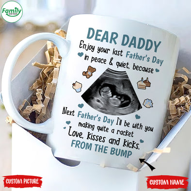 Personalized Gift For Future Daddy Next Father's Day I'll Be With You Making Quite A Racket Mugs - PP - LT2504225