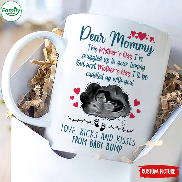 Personalized Gift For Future Mommy Love, Kicks And Kisses From The Bump Mugs - PP - LT3003227