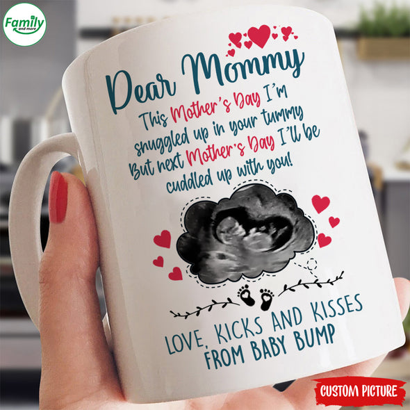 Personalized Gift For Future Mommy Love, Kicks And Kisses From The Bump Mugs - PP - LT3003227