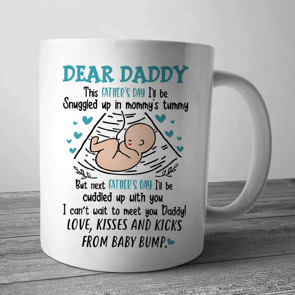 Gift For Future Daddy Snuggled Up In Mommy's Tummy Mugs - CB - A04142022