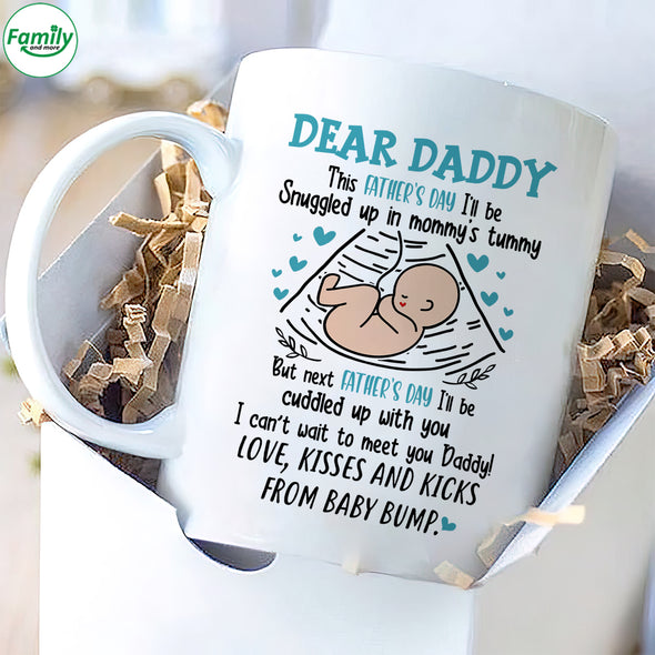 Gift For Future Daddy Snuggled Up In Mommy's Tummy Mugs - CB - A04142022