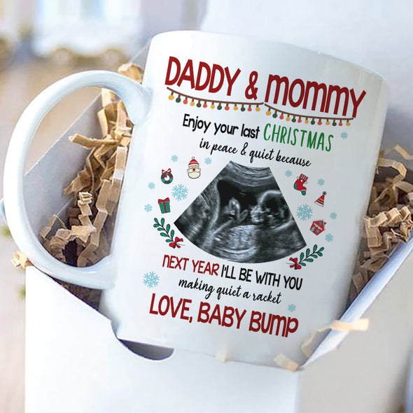 Personalized Gift For Future Daddy And Mommy Next Year I'll Be With You Making Quite A Racket Mugs -  MC - TT1311214 2