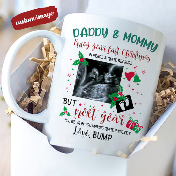 Personalized Gift For Future Daddy And Mommy Next Year I'll Be With Making Quite A Racket Mugs - MC - TT2311218 1
