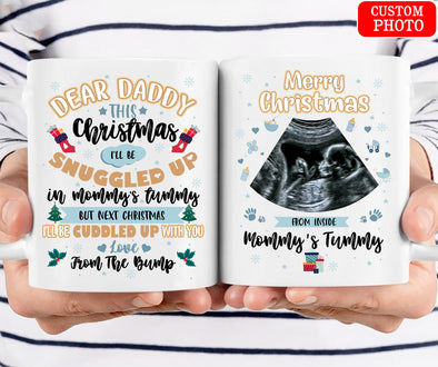 Personalized Gift For Future Daddy Merry Christmas From Inside Mommy's Tummy  Mugs - PP -  KT 2810216