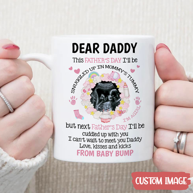 Personalized Gift For Future Daddy Love, Kisses, And Kicks From The Baby Bump Mugs - MC - TT1605226