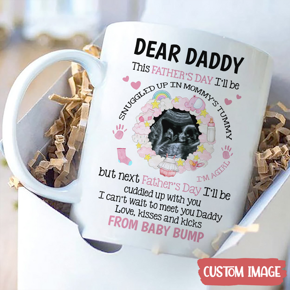Personalized Gift For Future Daddy Love, Kisses, And Kicks From The Baby Bump Mugs - MC - TT1605226