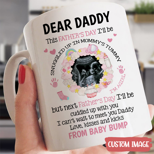 Personalized Gift For Future Daddy Love, Kisses, And Kicks From The Baby Bump Mugs - MC - TT1605226