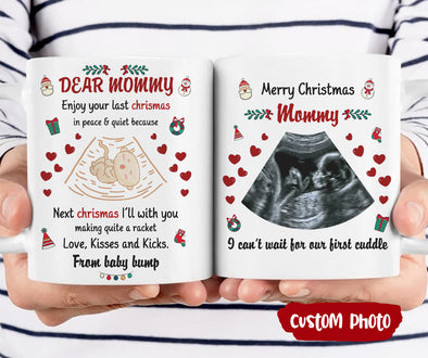 Personalized Gift For Future Mommy Merry Christmas Can't Wait For Our First Cuddle Mugs - PP - TT291020213 1