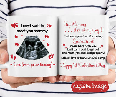 Personalized Gift For Future Mommy I'm On My Way Happy 1ST Valentine's Day Mugs - MC - TT1201224 1