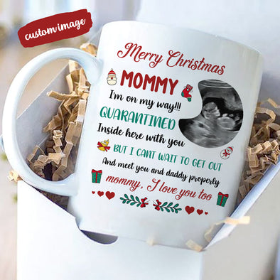 Personalized Gift For Future Mommy Merry Christmas I'm On My Way Inside Here With You Mugs - MC - TT1811215 1