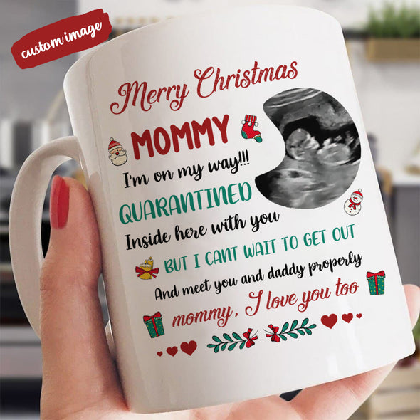 Personalized Gift For Future Mommy Merry Christmas I'm On My Way Inside Here With You Mugs - MC - TT1811215 1