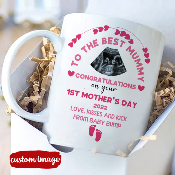 Personalized Gift For Future Mummy Love, Kisses And Kick From Baby Bump Mugs -MC - TT0903222