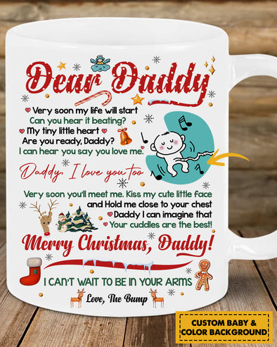 Personalized Gift For Future Daddy Very Soon My Life Will Start Can You Hear It Beating My Tiny Little Heart  Mugs -  PP - TA2110211