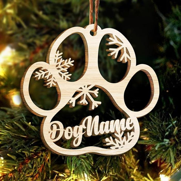 Personalized Wooden Paw Ornament