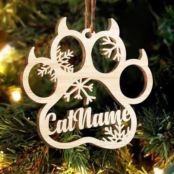 Personalized Wooden Paw Ornament