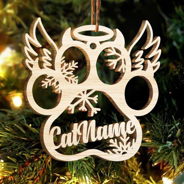 Personalized Wooden Paw Ornament